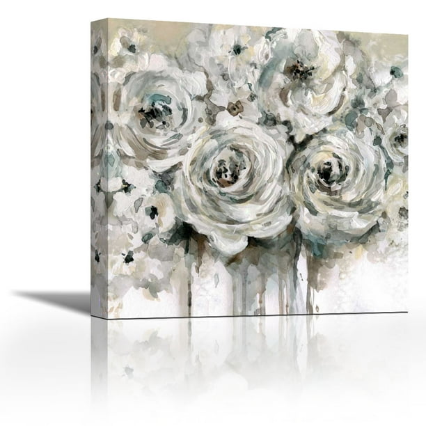 Begin Home Decor White Flower on Beige Background Wrapped Canvas 36x36 Begin Home Decor White Flower on Beige Background Wrapped Canvas 36x36